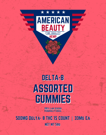 American Beauty Quality Hemp Delta 8 Assorted Gummies 15 Count