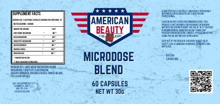 American Beauty Microdose Blend Functional Mushroom Capsules 60 Count